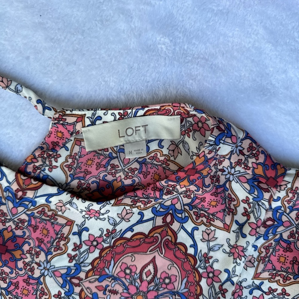 LOFT women’s  Multicolor Patterned Blouse size M - Picture 2 of 9